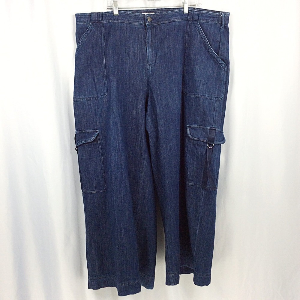 PILCRO Anthropologie Wide Leg Cargo Jeans Women's Plus Size 22W Baggy Denim Pant